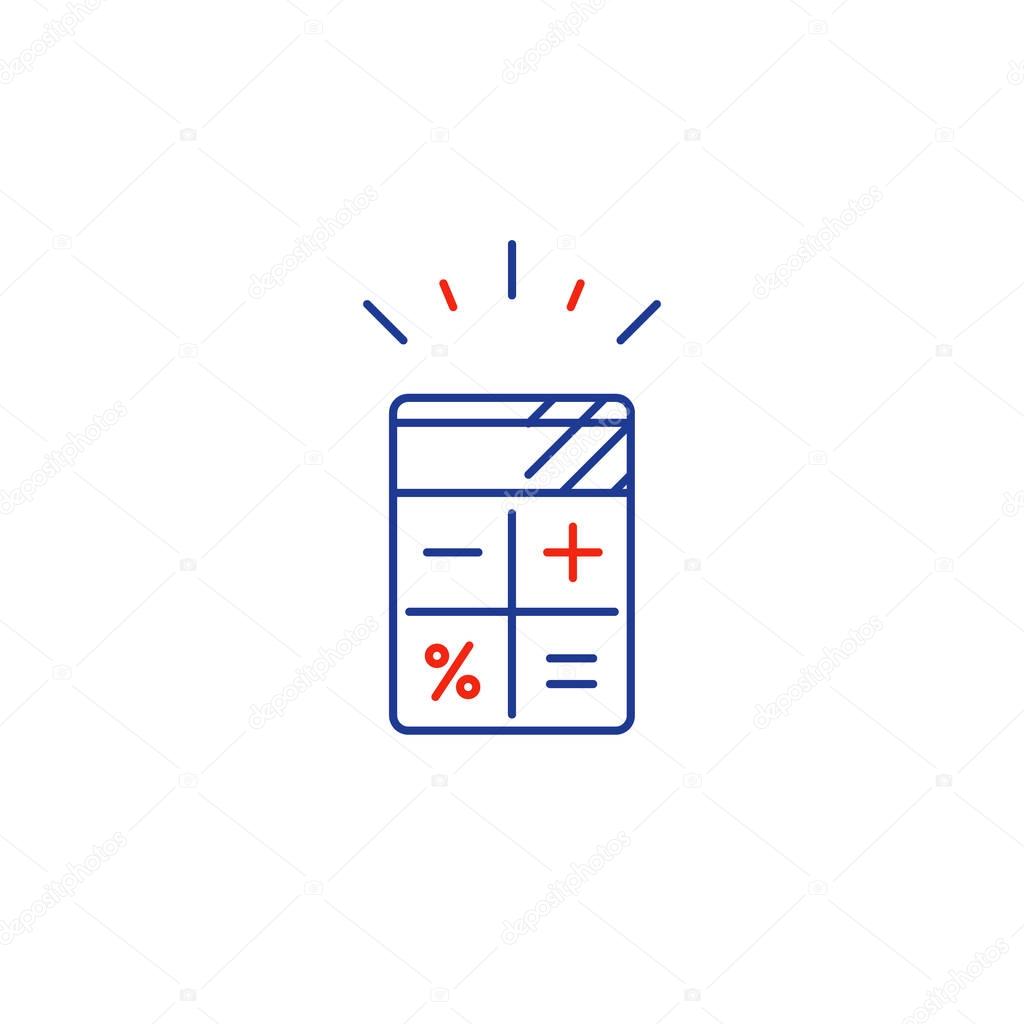 Accounting services, project calculation  concept, linear icon