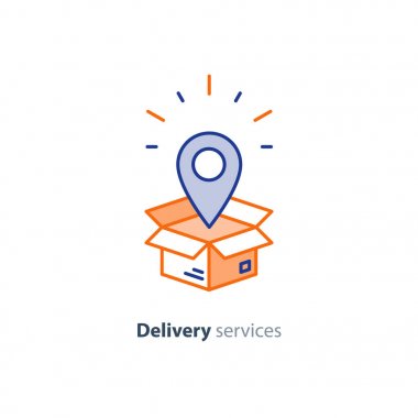 Delivery and packaging, transportation services line icon clipart