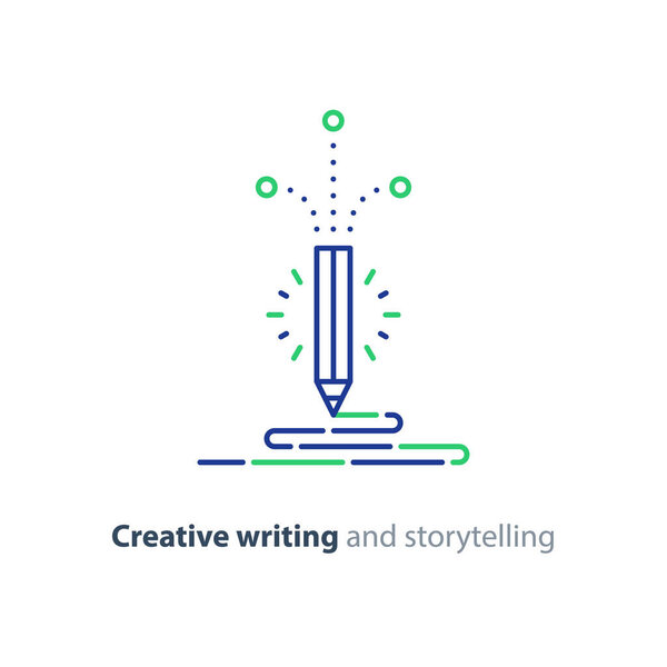 Content writing, creative story telling vector icon