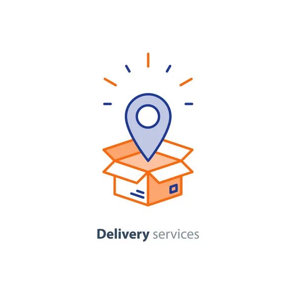 Livraison et emballage, icône de la ligne de services de transport — Image vectorielle