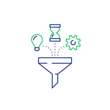 Fikir ampul, kum saati ve dişli, proje yönetimi bölümleri