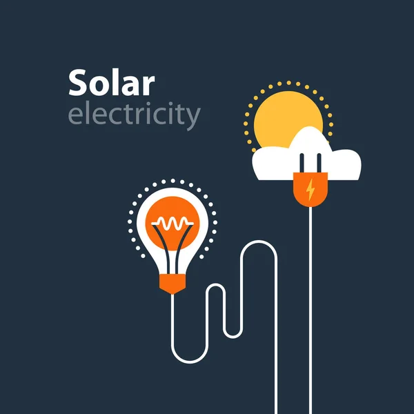 Podłączenie do sieci elektrycznej, zasilania słonecznego, oszczędność energii — Wektor stockowy