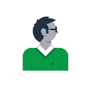 Adam yan görünüm, açık kafa, zeki öğrenci, programcı