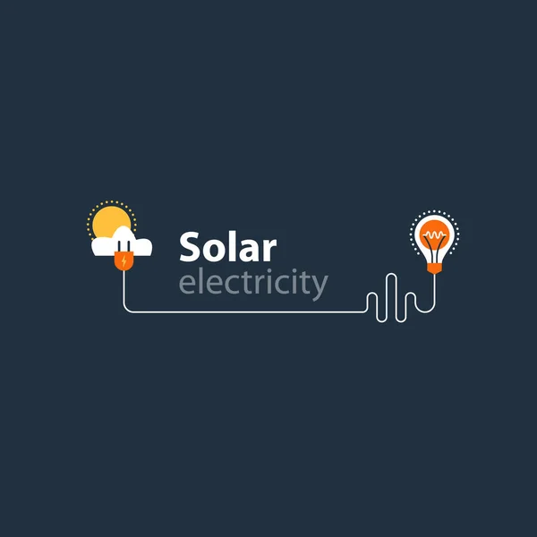 Connexion électrique, alimentation électrique solaire, économie d'énergie — Image vectorielle