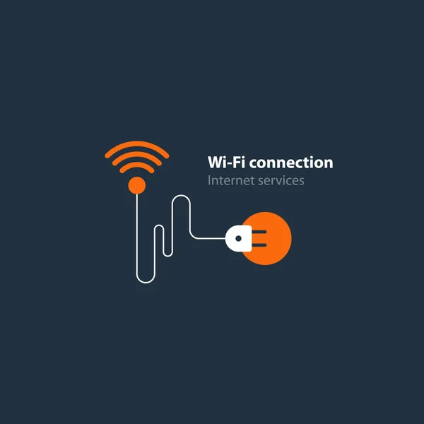 Koncepcja połączenia Wi-Fi, internet bezprzewodowy — Wektor stockowy