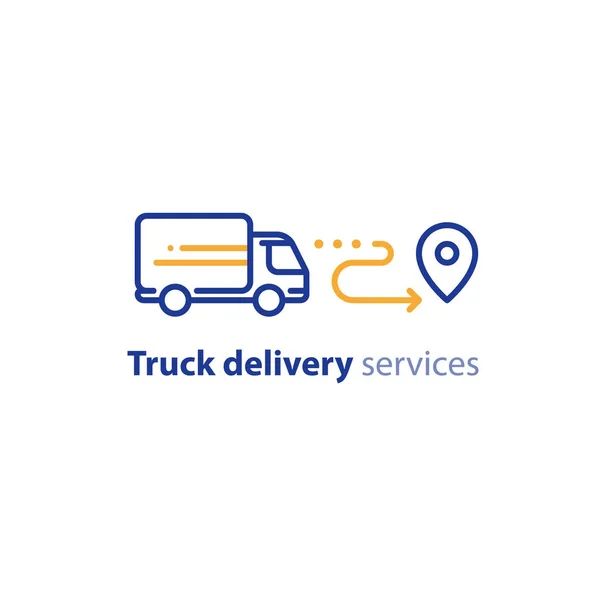 Піктограма вантажівки доставки, доставка замовлення, послуги дистрибуції, концепція переміщення — стоковий вектор