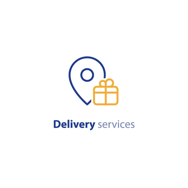 Ikon pengiriman, pemesanan pengiriman, layanan distribusi, konsep relokasi - Stok Vektor
