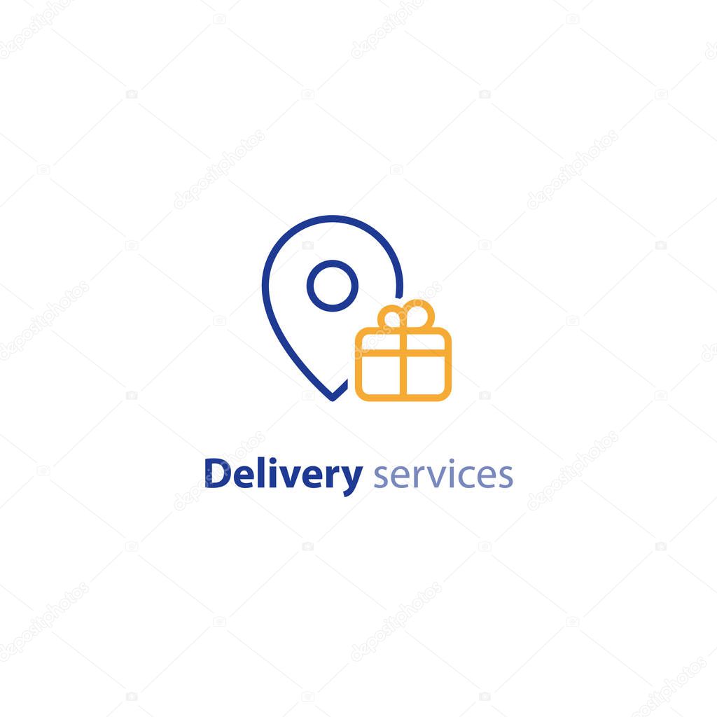 Delivery icon, order shipping, distribution services, relocation concept