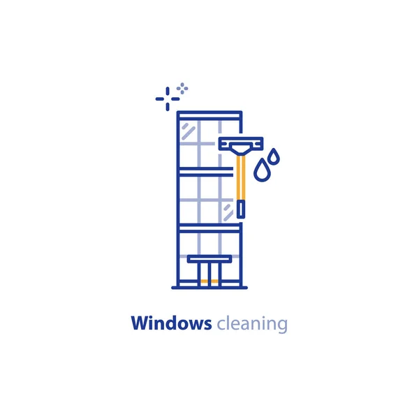 Windows städtjänster konceptet ikon, kontorsbyggnad — Stock vektor