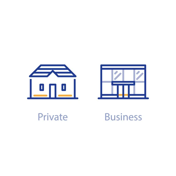 Dom i Biuro, budownictwo, prywatnych i biznesowych usług koncepcja — Wektor stockowy