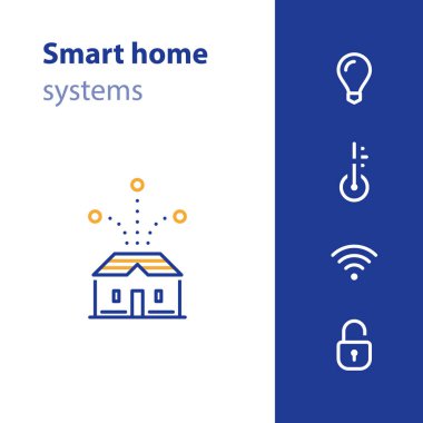 Ev geliştirme, akıllı ev concept, kontrol sistemi, güvenlik simgesi