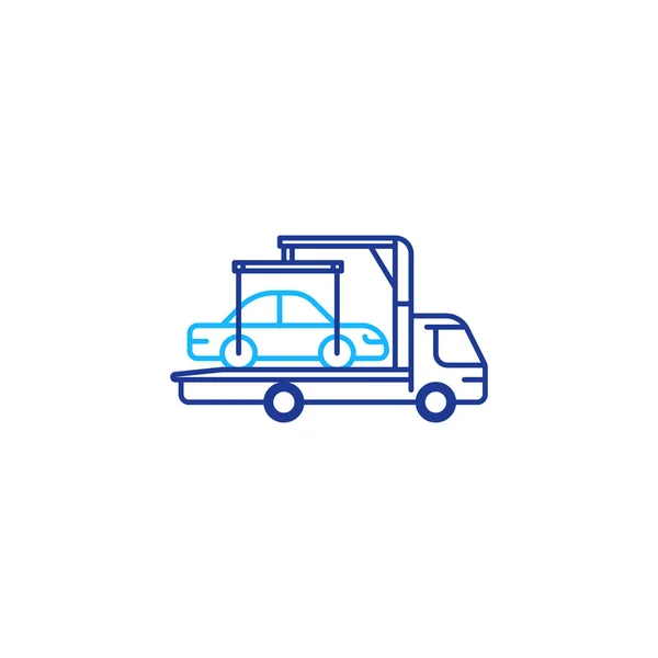 Tow truck line icon, vehicle relocation, car breakdown — Stock Vector