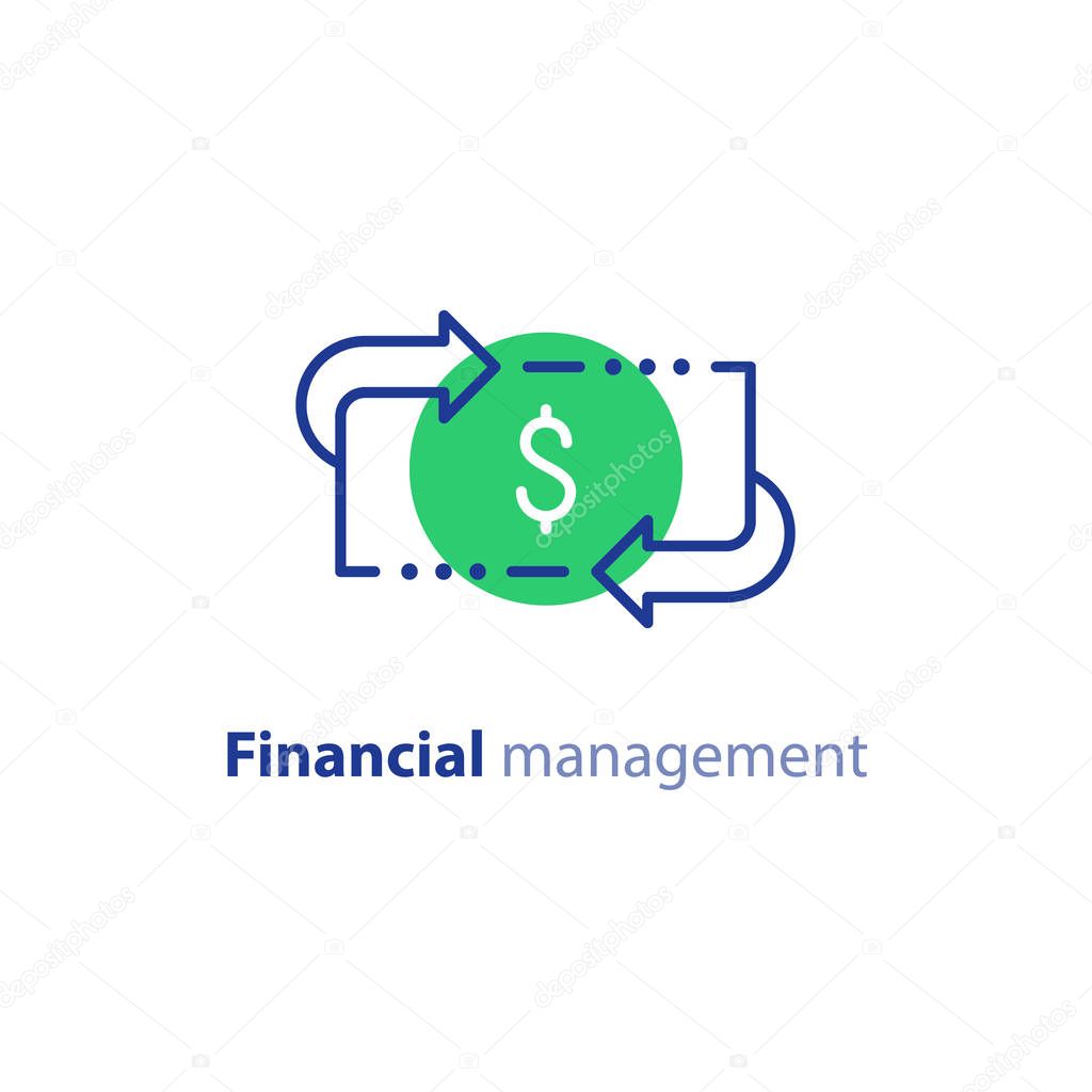 Money savings, investment plan, stock market, finance services, line icon