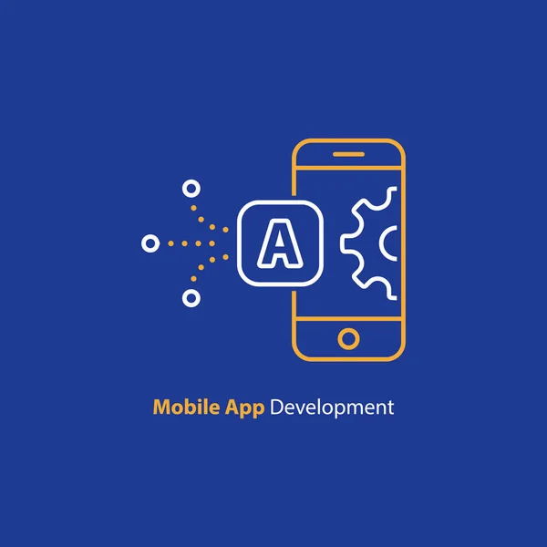 Telefon app uppgradering och förbättring, mobil teknik, ikon — Stock vektor