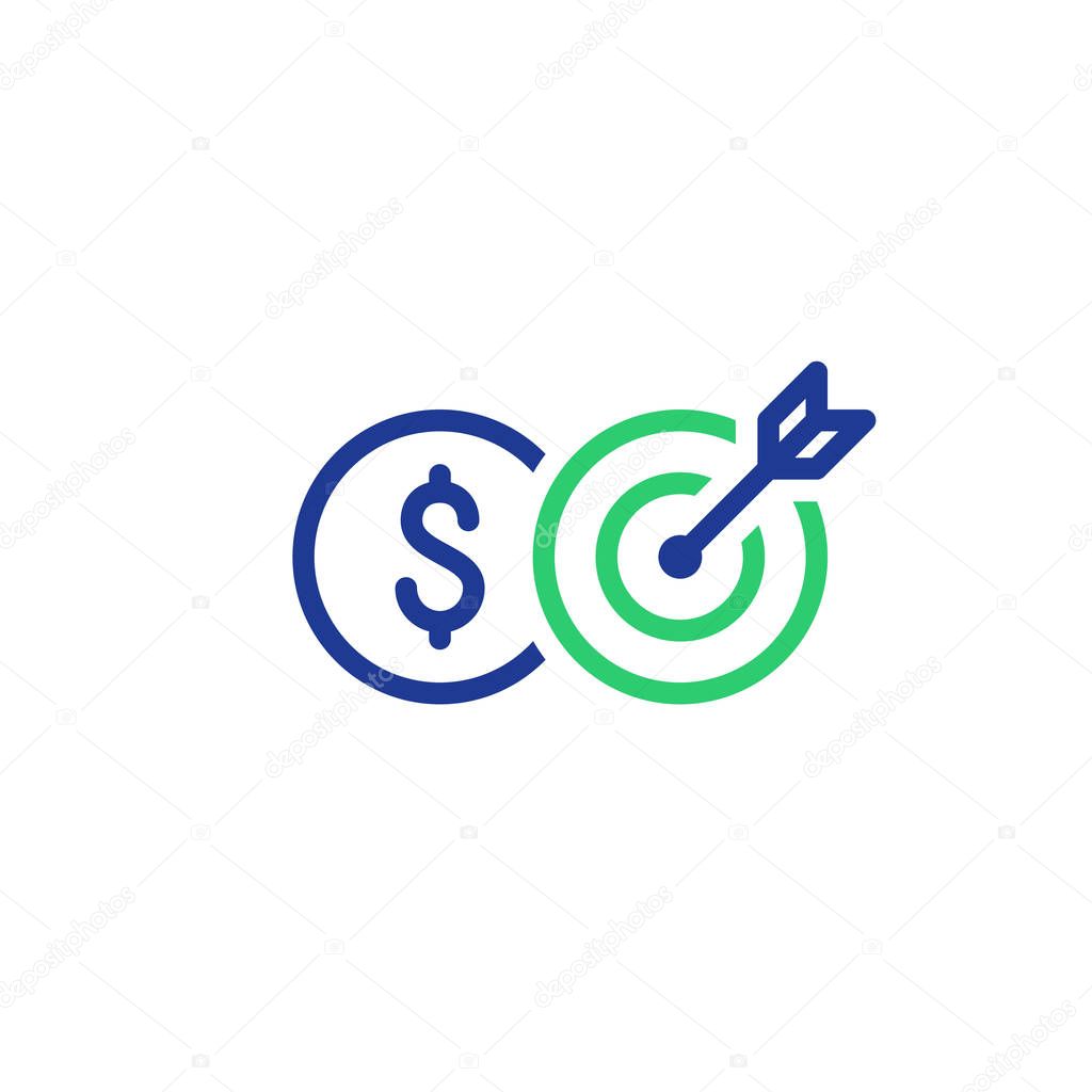 Financial target, credit score, funding concept, payment installment, vector line icon