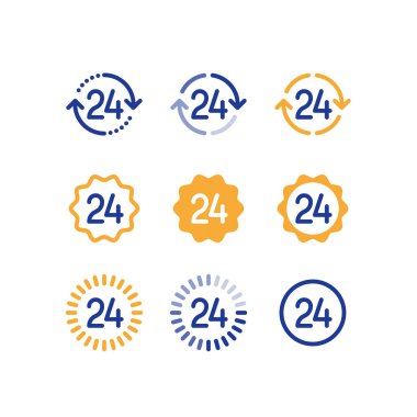 24 Saat Açık saat, servis dönemi, müşteri destek, satırı simgesi