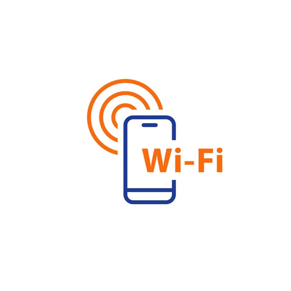Wi-Fi-Signal, Telefon-Internetverbindung, Leitungssymbol — Stockvektor