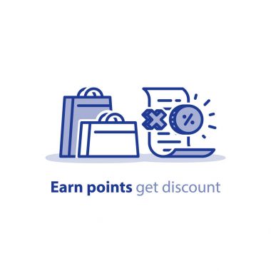 Onay ve bonus, ödül puan, sadakat programı, satış konsepti ile alışveriş torbaları