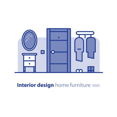 Ev mobilyaları, giriş kapısı koridorda, tasarım çözümü