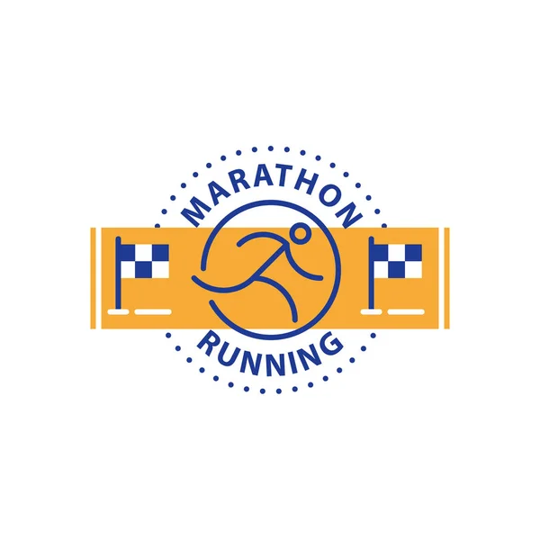 Marathon-evenement, met logo, sport challenge, vector lijn pictogram — Stockvector