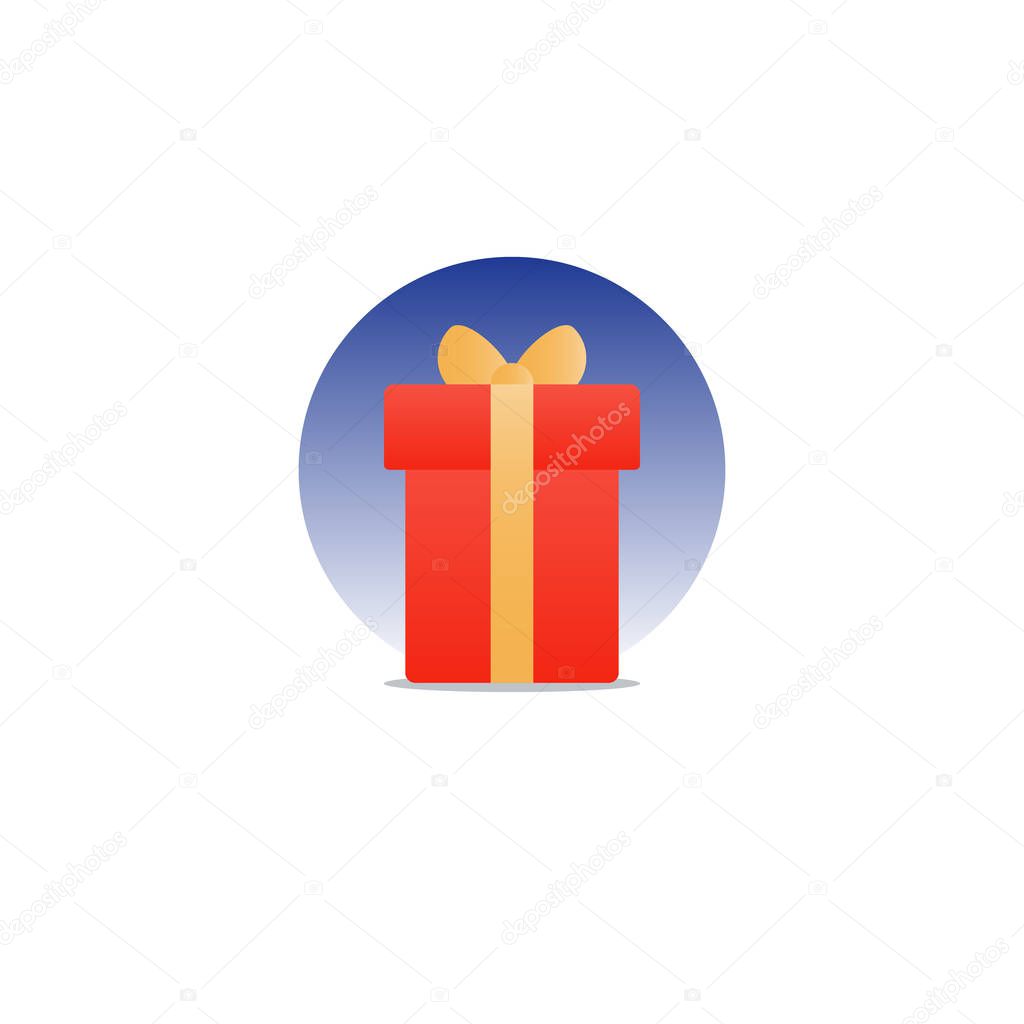 Congratulations gift box, perfect present, prize award icon