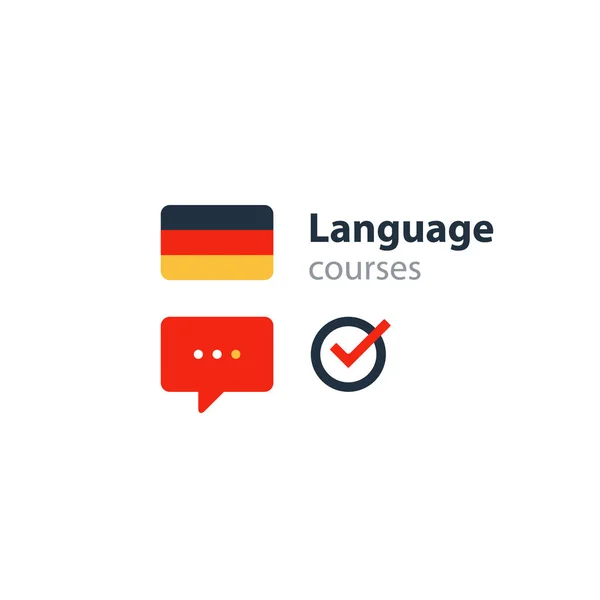 L'allemand comme langue seconde. Parler couramment, cours de langue étrangère — Image vectorielle