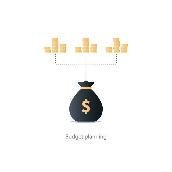 Finanzas y gestión de inversiones, planificación presupuestaria, intereses compuestos, ingresos — Vector de stock