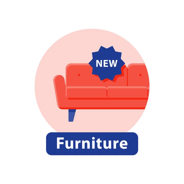 Specjalna oferta mebli, sofa zniżki, koncepcja sprzedaży, płaskie ilustracja — Wektor stockowy