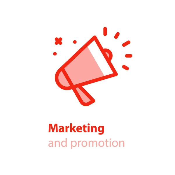 Speaking megaphone concept, public relations, advertising and promotion, event announcement — стоковый вектор