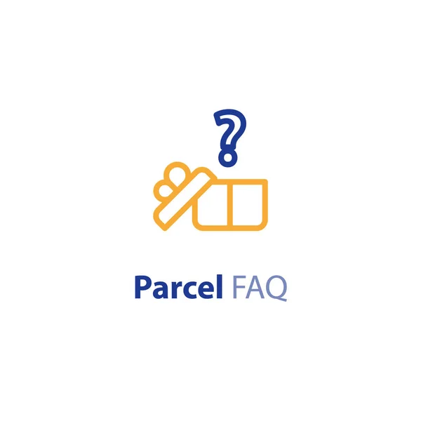 Opsi pengiriman, layanan pengiriman, parameter paket, pertanyaan dan jawaban - Stok Vektor