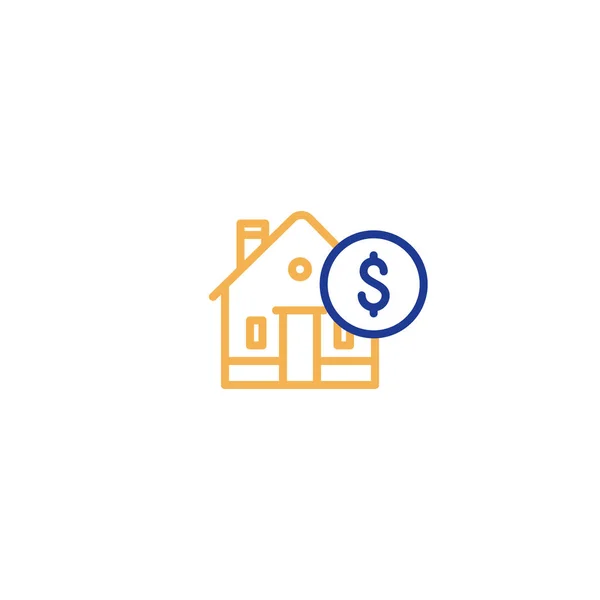 Gastos del hogar, pago de la hipoteca, icono de la línea de la casa, invertir dinero, bienes raíces — Archivo Imágenes Vectoriales