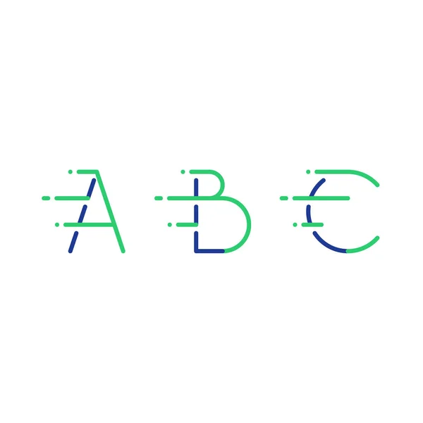 Dynamiczne liter A, B i C w ruchu, ozdobny typu szybki serwis — Wektor stockowy