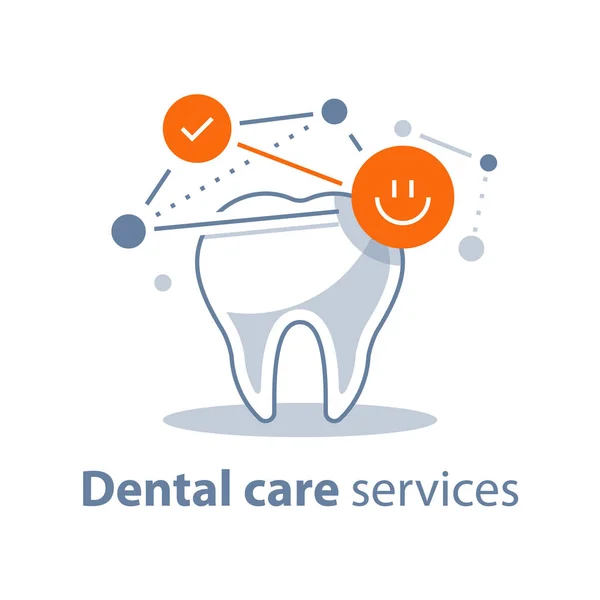Egészséges fogak, fogápolás, Sztomatológia szolgáltatások védelmi koncepció — Stock Vector