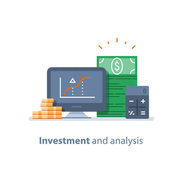 Fondo de inversión, gestión de fideicomisos, estrategia de inversión, análisis financiero, hedge fund, bolsa y bolsa — Vector de stock