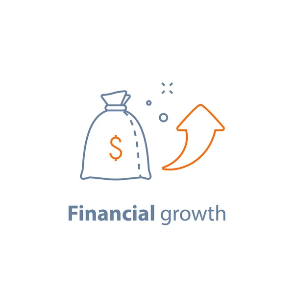 Crescimento do capital, juros elevados, aumento de rendimento, investimento a longo prazo, lucro financeiro, fazer dinheiro, angariação de fundos, poupança de pensões — Vetor de Stock