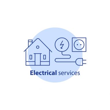 Elektrik onarım işleri, ev elektrik Hizmetleri, ev geliştirme, vektör kontur simgesini