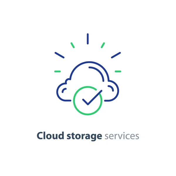 Online cloud storage, data aggregation concept line icon — Stock Vector