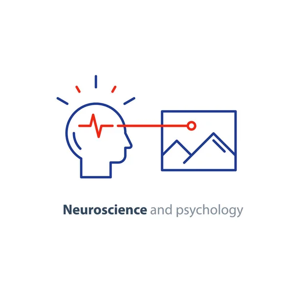 Logo del concetto di educazione, icona della testa umana, psicologia e neuroscienze — Vettoriale Stock