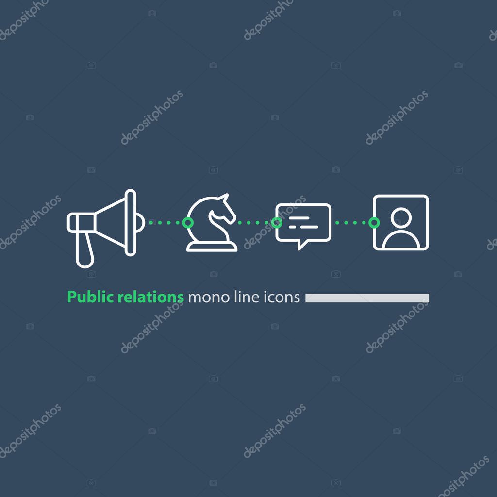 Social media marketing and promotion concept, megaphone flat icon, public relations vector illustration