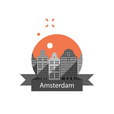 Avrupa'da, Holland seyahat hedef, Amsterdam sıra evler, cityscape, kentsel mimari, mahalle manzarası turizm