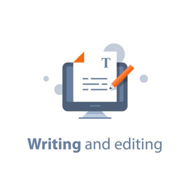 Düzenleme metin belgesi, online eğitim, yaratıcı yazarlık ve hikaye anlatımı, copywriting kavramı