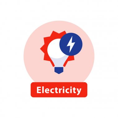 Enerji verimli ampul, yüksek gerilim işareti, elektrik Hizmetleri, onarım ve bakım, vektör simgesi