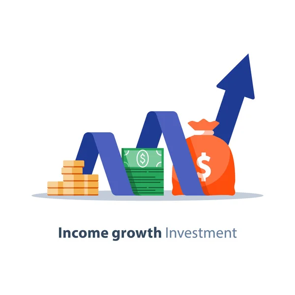 Investimento financeiro, fundo de pensões, serviços bancários, plano orçamental, relatório financeiro, crescimento dos rendimentos, poupança de reforma —  Vetores de Stock