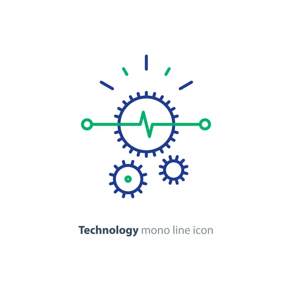 Inteligentne rozwiązanie techniczne, ikony narzędzia Linia, koncepcja integracji — Wektor stockowy