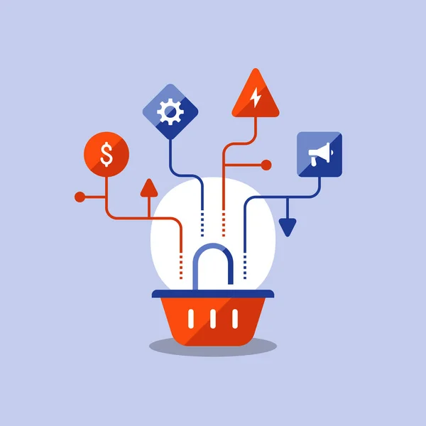 Mand pictogram, marketing strategie, verkoop verbetering, online winkelen, e-commerce, vector pictogram — Stockvector