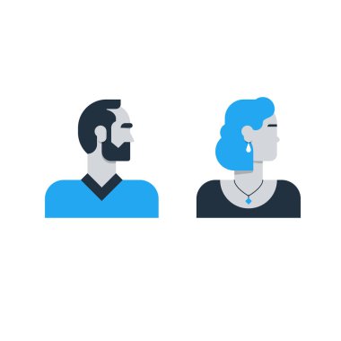 Adam, kadın yan görünüm, yarım yüz baş, katip Servisi, techer, ofis personeli