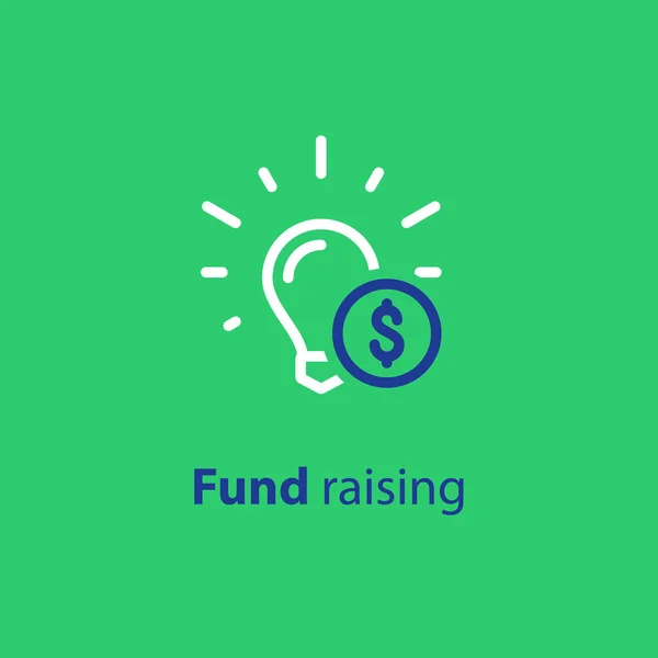 Crowdfunding 라인 아이콘, 투자 및 통합 개념 기부 — 스톡 벡터