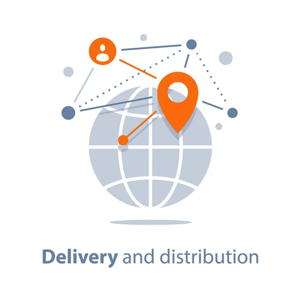 Envío internacional, entrega y distribución global, arreglos de viaje — Archivo Imágenes Vectoriales