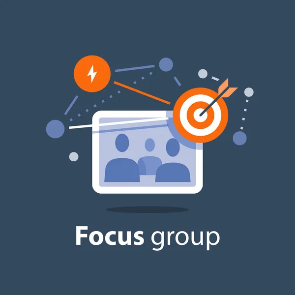 Öffentlichkeitsarbeit, Fokusgruppe, Teamarbeit, Business Network — Stockvektor