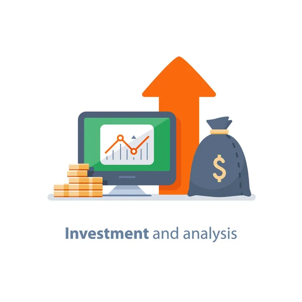 Fondi comuni di investimento, gestione fiduciaria, strategia di investimento, analisi finanziaria, hedge fund, borsa valori e cambio — Vettoriale Stock